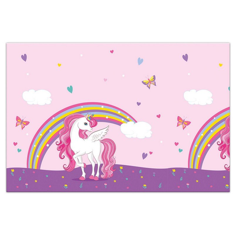 Nappe 120 x 180 cm Licorne Couleurs Arc-en-ciel