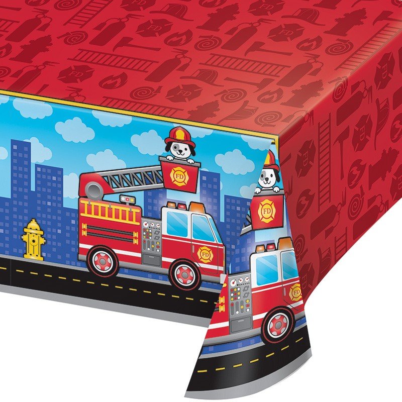 Nappe en plastique 259 x 137 cm Camion de pompiers en flammes