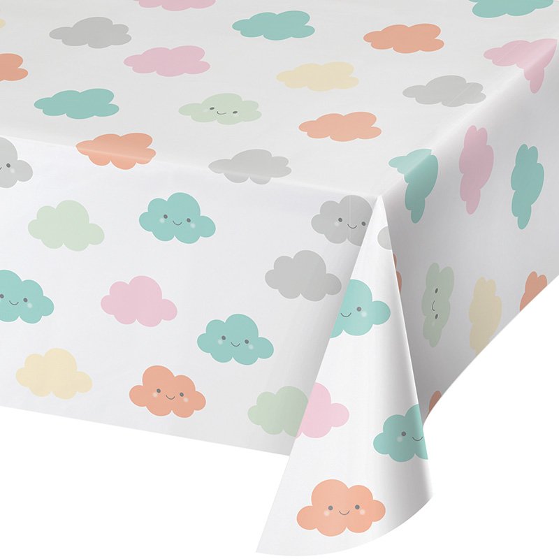 Nappe en plastique 120 x 180 cm, motif nuages ​​de soleil