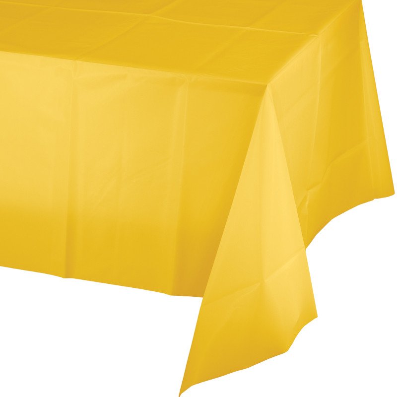 Nappe en plastique 274 x 137 cm, motif bus scolaire jaune