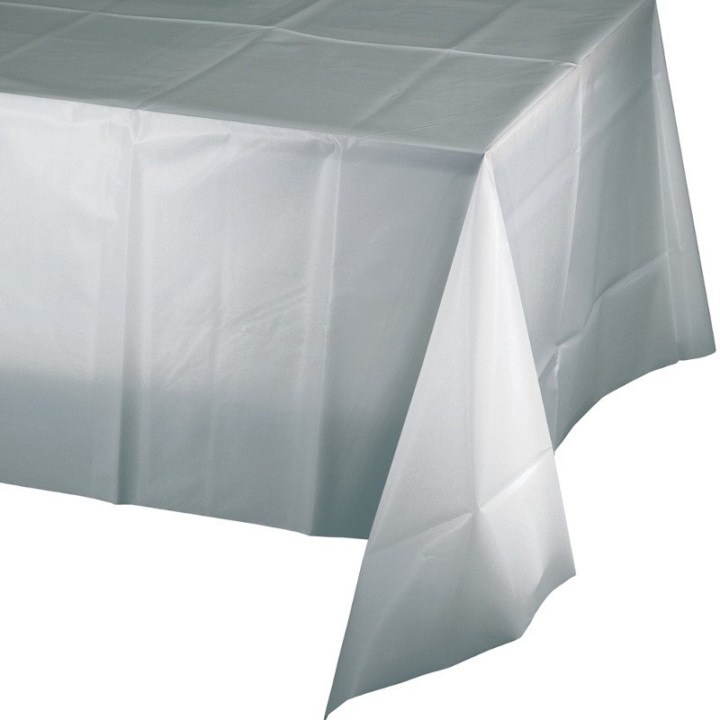 Nappe en plastique 274 x 137 cm argent scintillant