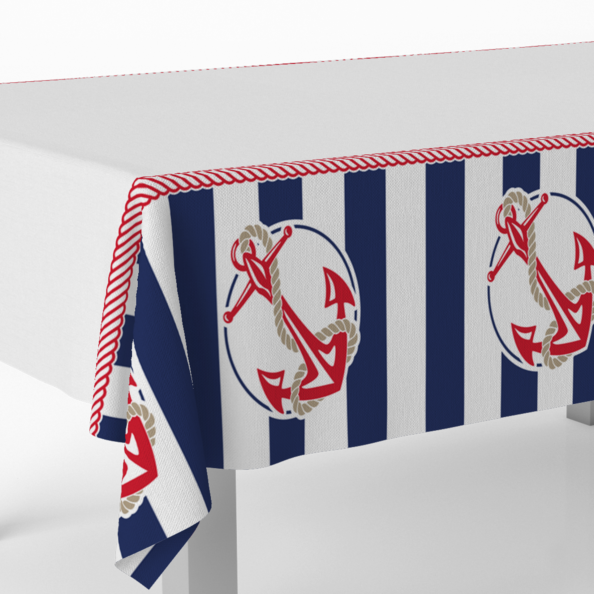 Nappe à motif ancre nautique 120 x 180 cm