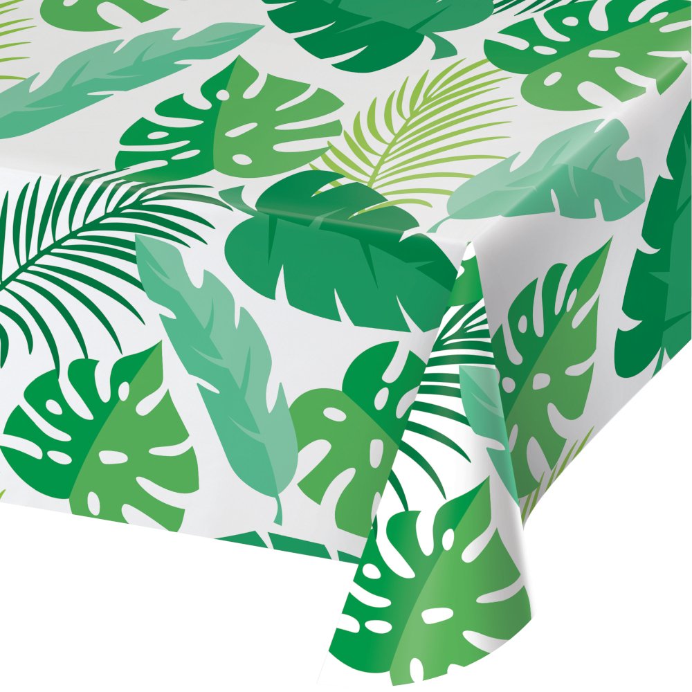 Nappe en plastique 137 x 274 cm, motif feuilles de palmier