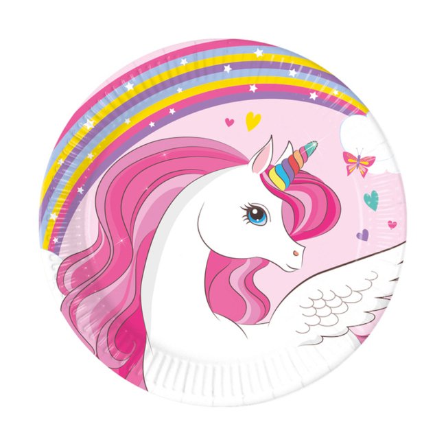 ASSIETTES 20 CM Licorne Couleurs Arc-en-ciel