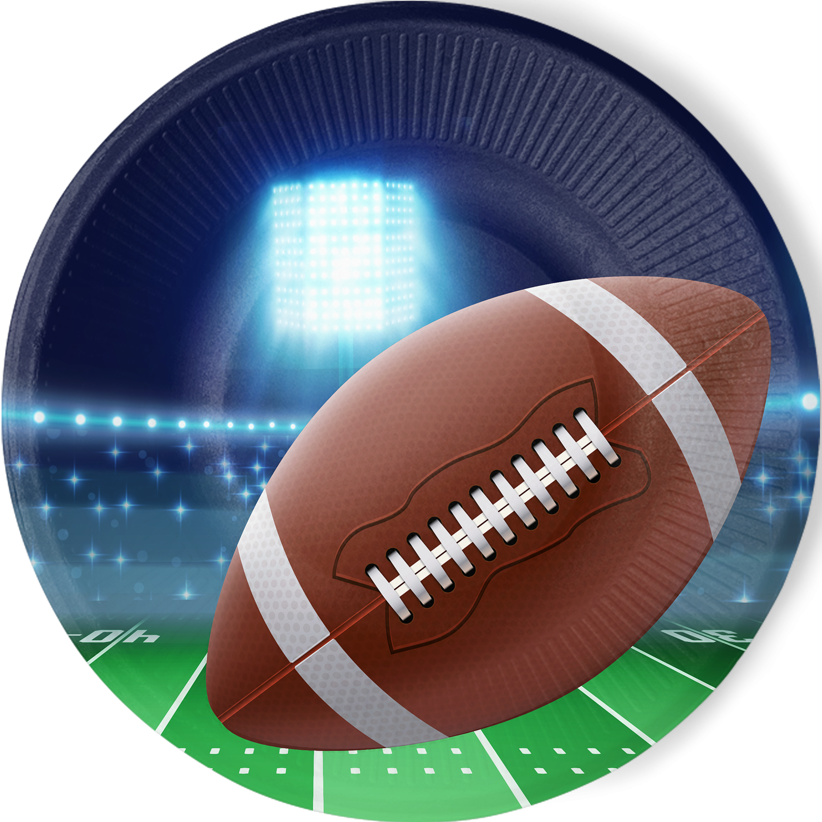 8 assiettes de 23 cm sur le thème du rugby pour une fête de football