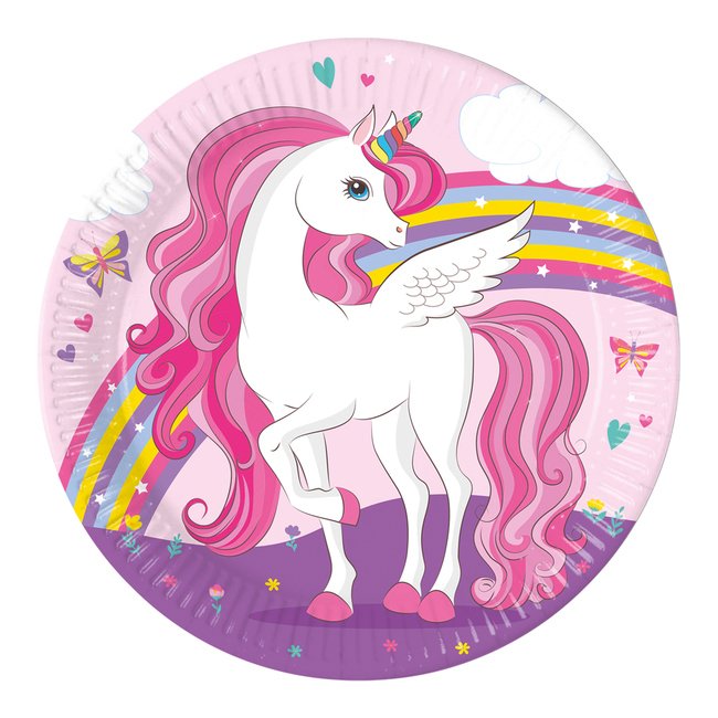 ASSIETTES 23 CM Licorne Couleurs Arc-en-ciel