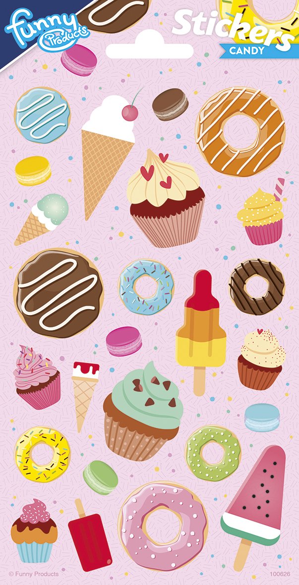 Autocollants de fête à paillettes et bonbons, 102 x 200 mm