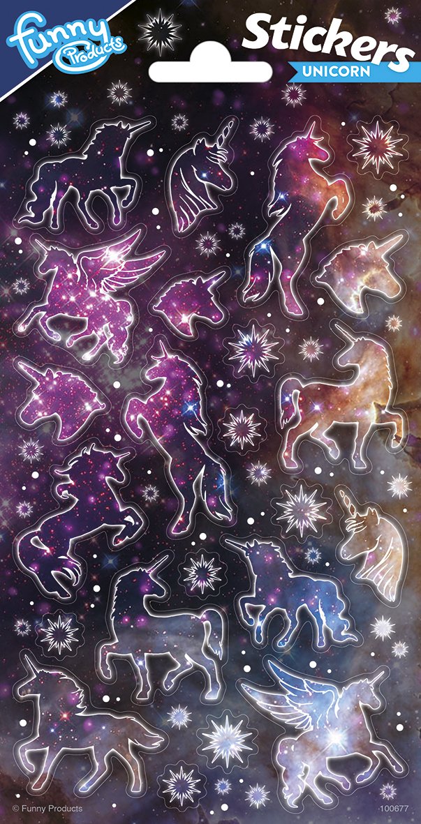 Autocollants Licorne à Paillettes 102 x 200 mm (lot de 4)