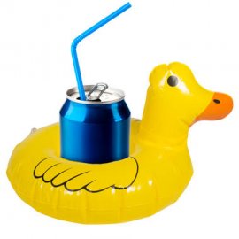 Porte-gobelet gonflable canard jaune 13 x 20 cm