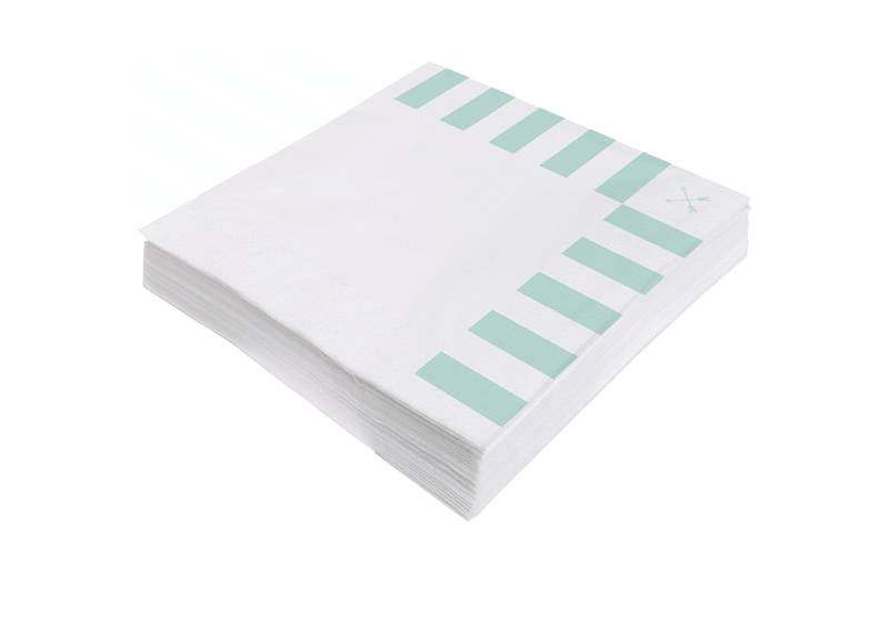20 serviettes de table 33 cm à rayures menthe