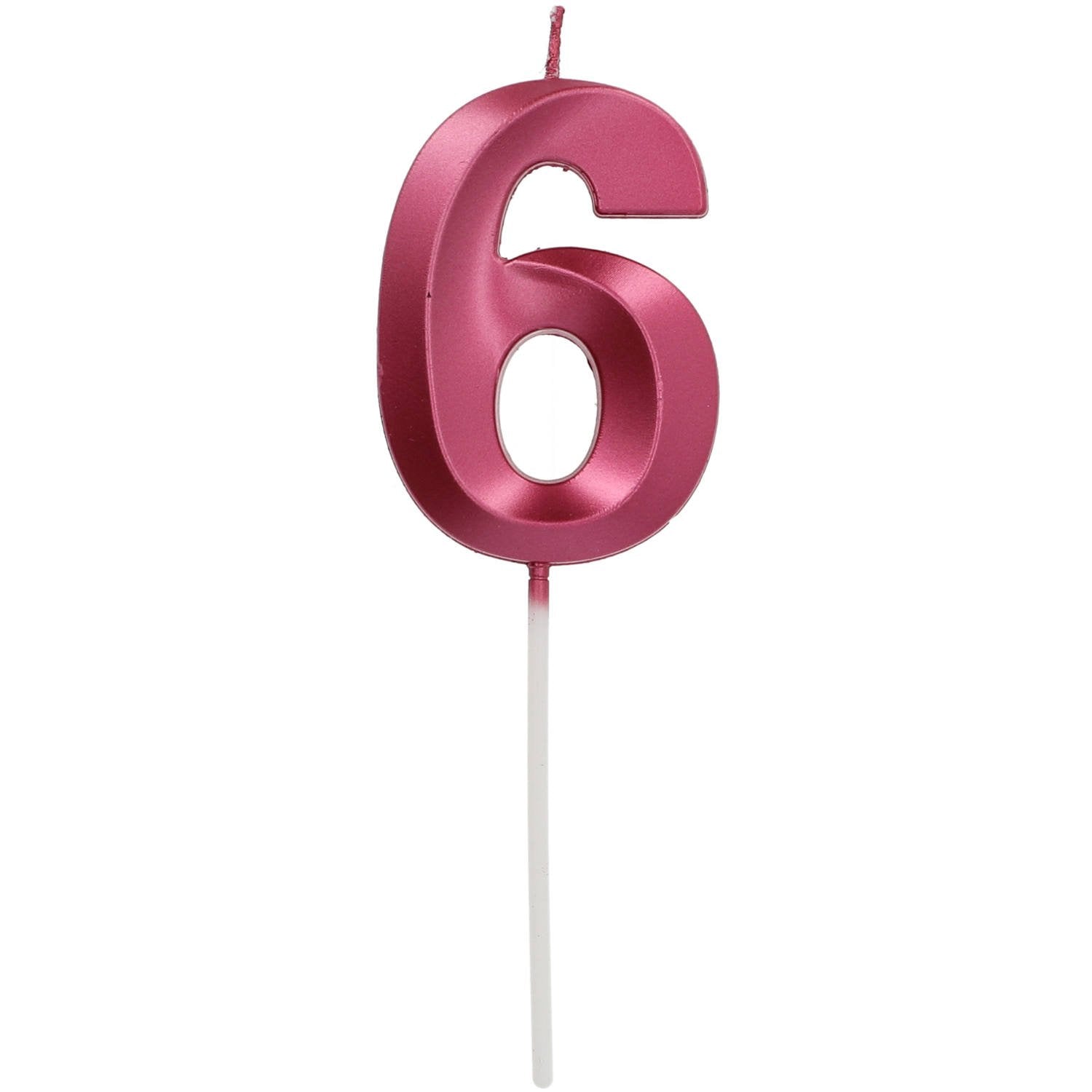 Bougie métallique 6, support rouge, 7 cm
