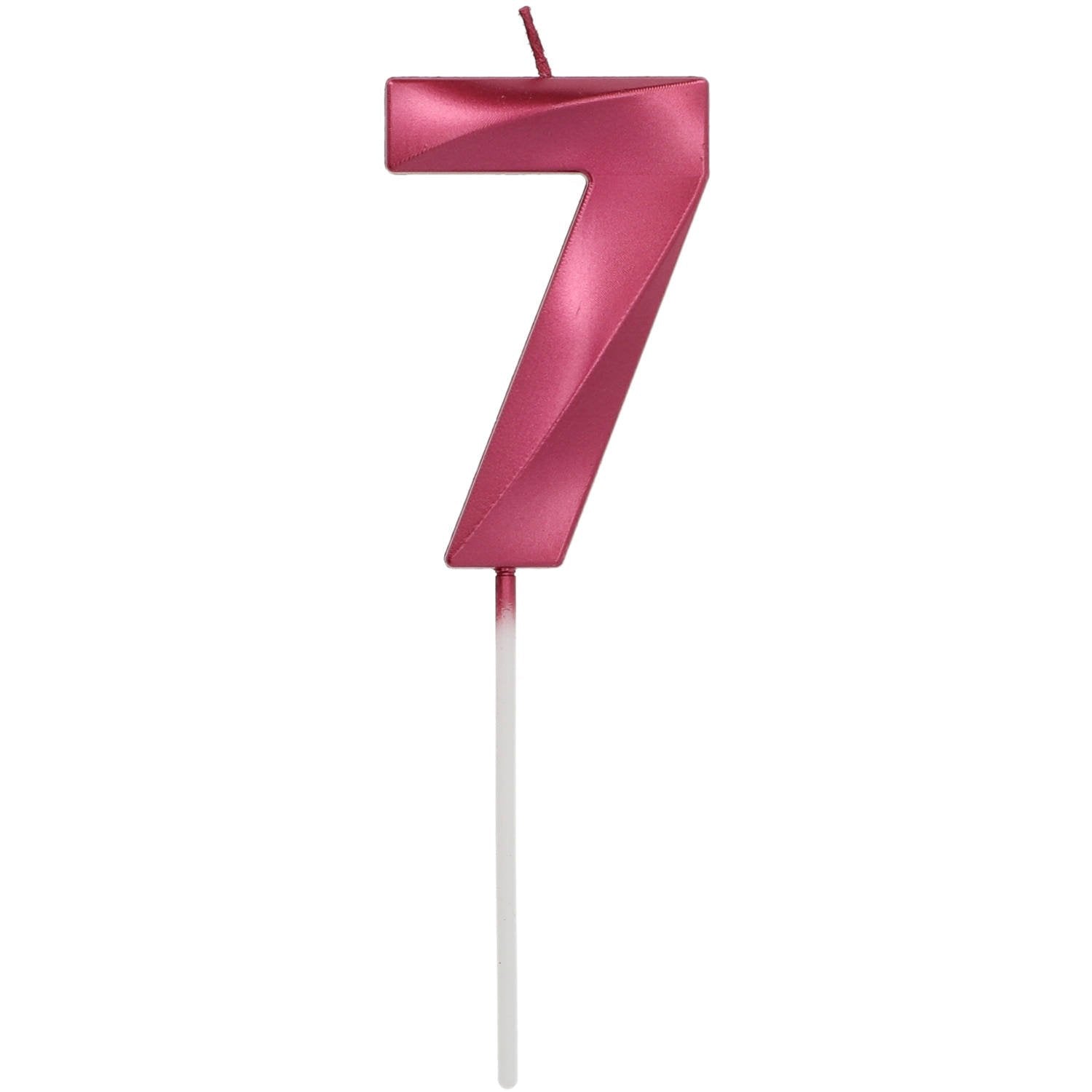 Bougie métallique 7 avec support rouge, 7 cm