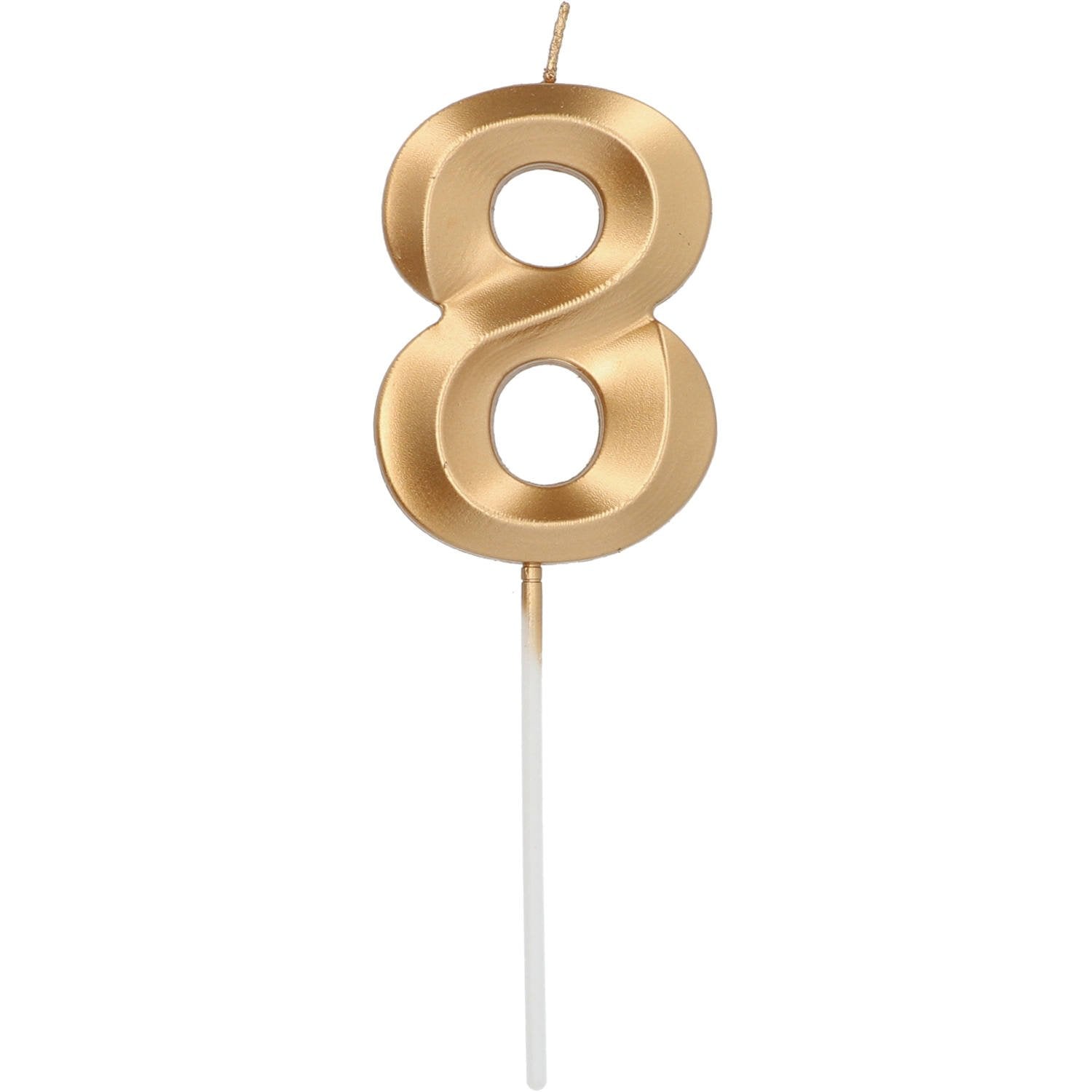 Vela 8 Metalizada Soporte Gold 7 cm