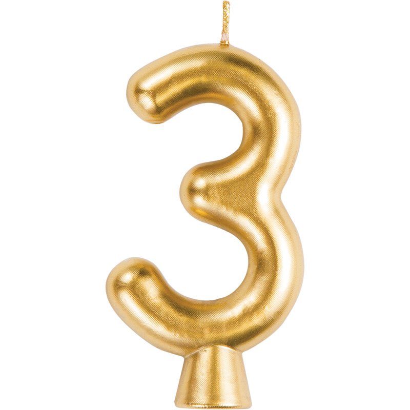 Bougie numéro 3 Or