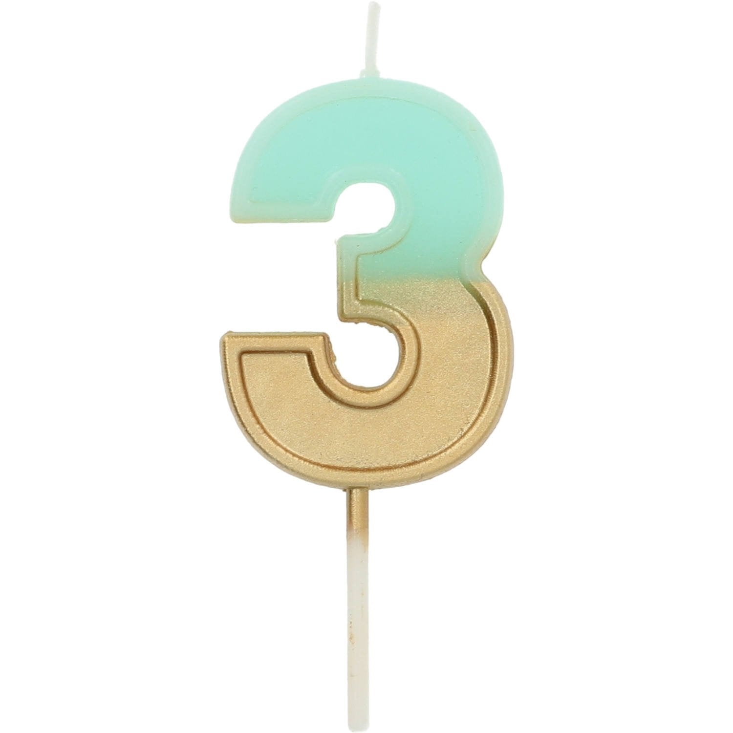 Bougie numéro 3, deux couleurs, 5 cm
