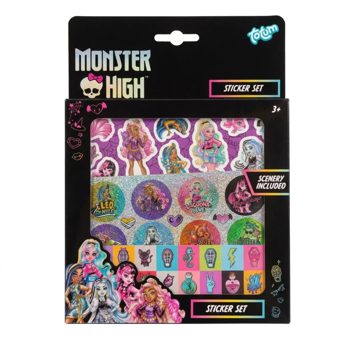 Set Pegatinas Monster High 3 Hojas Con Fondo