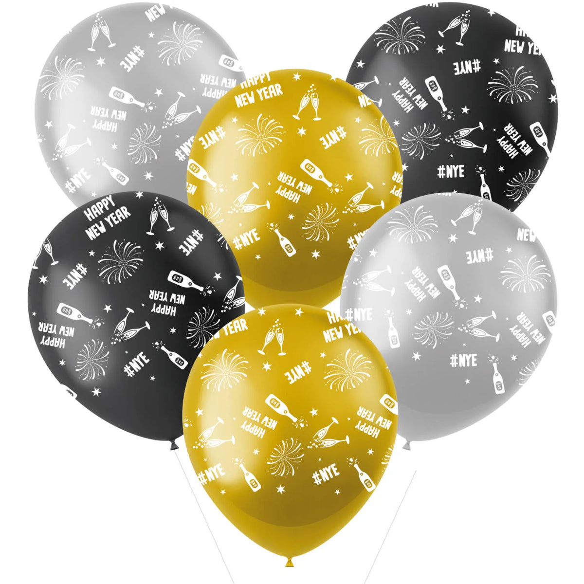 Globos Fin de Año - Feliz año nuevo Elegante Negro y Dorado